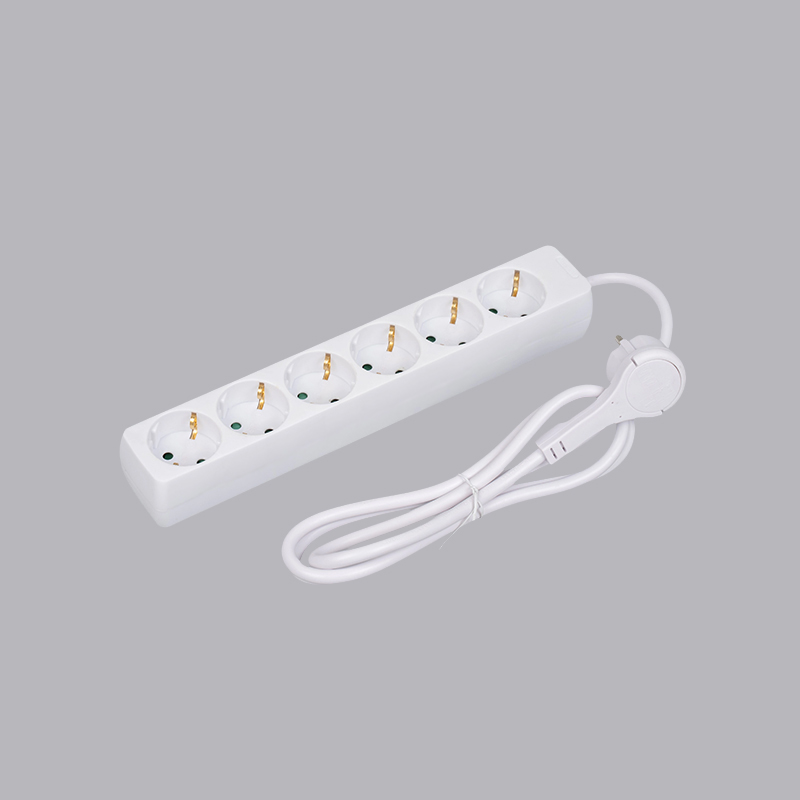 LOB-06L Niemiecka, prostokątna, 6-żyłowa listwa zasilająca z uchwytem Multi-Socket