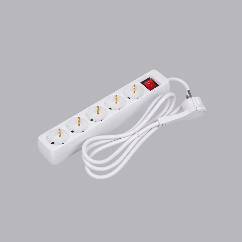LOB-05KL 5-kierunkowa listwa zasilająca typu niemieckiego, prostokątna, z uchwytem i przełącznikiem Multi-Socket