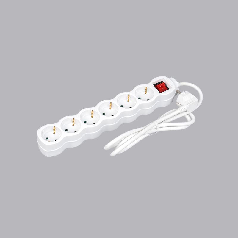 LOG-06K 6-kierunkowa listwa zasilająca typu niemieckiego w kształcie tykwy z przełącznikiem Multi-Socket