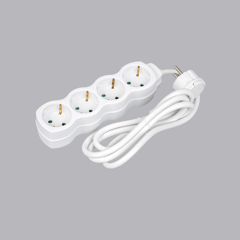 LOG-04L 4-kierunkowa listwa zasilająca typu niemieckiego z uchwytem Multi-Socket w kształcie tykwy