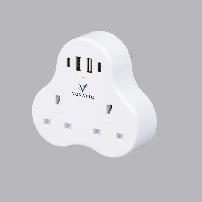 VT-923-DE UK do Niemiec, 2 gniazda, 2 porty USB, 2 porty typu C