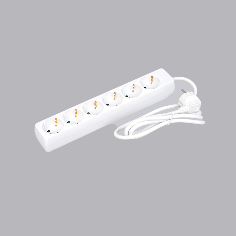 LOB-06 Niemiecka, prostokątna listwa zasilająca typu Multi-Socket, 6-kierunkowa