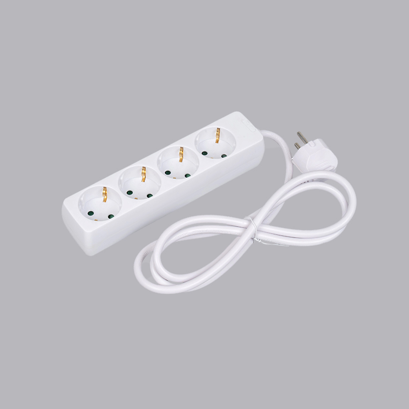 LOB-04 Prostokątna listwa zasilająca typu niemieckiego typu Multi-Socket, czterokierunkowa