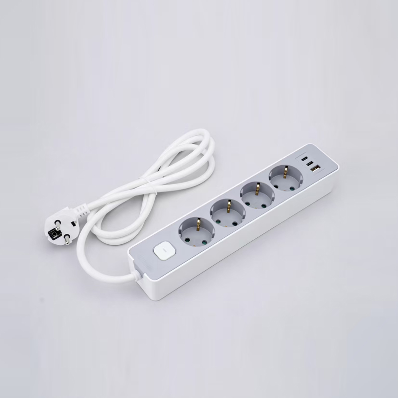 LOB-05K-AC Listwa zasilająca typu niemieckiego z 5 gniazdami, z wyłącznikiem, szybką ładowarką PD, 1 portem USB-A i 2 portami typu C, Multi-Socket